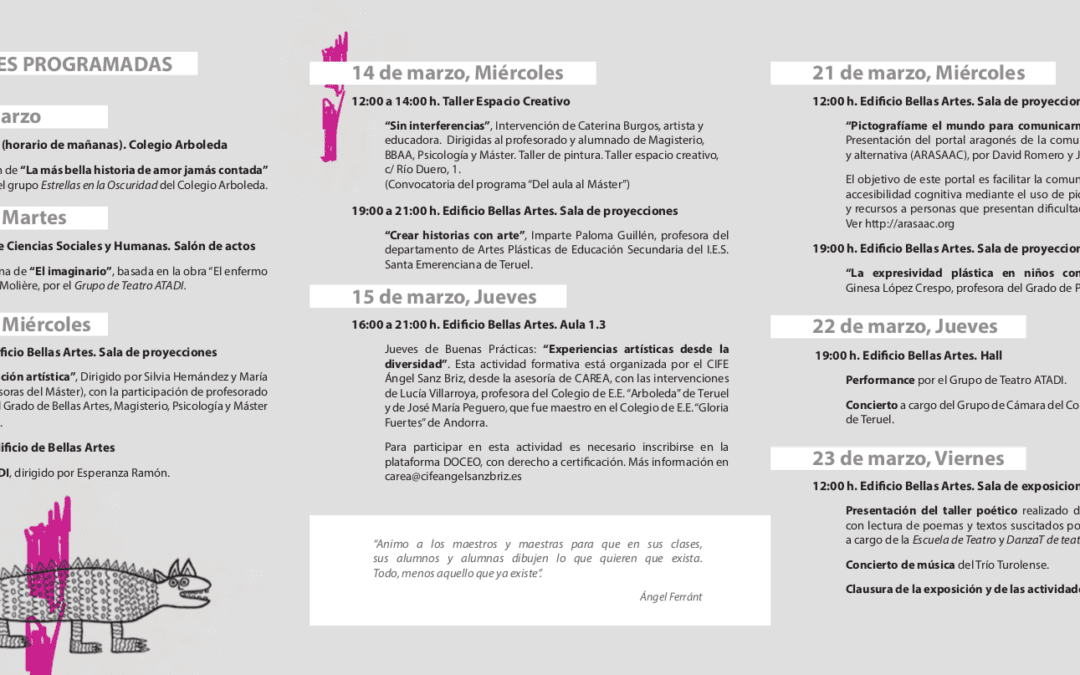 El arte creado por personas con discapacidad llega al Campus de Teruel