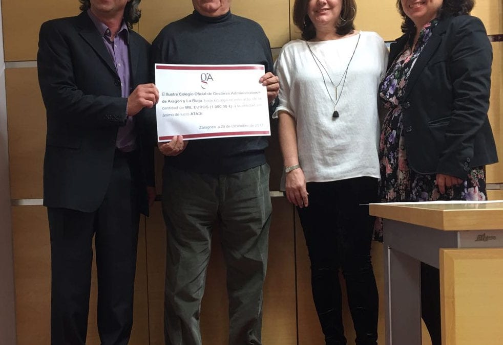 El Colegio Oficial de Gestores Administrativos elige a ATADI para su donación anual