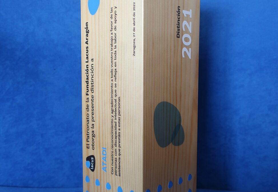 ATADI recibe la Distinción 2021 de Fundación Lacus Aragón